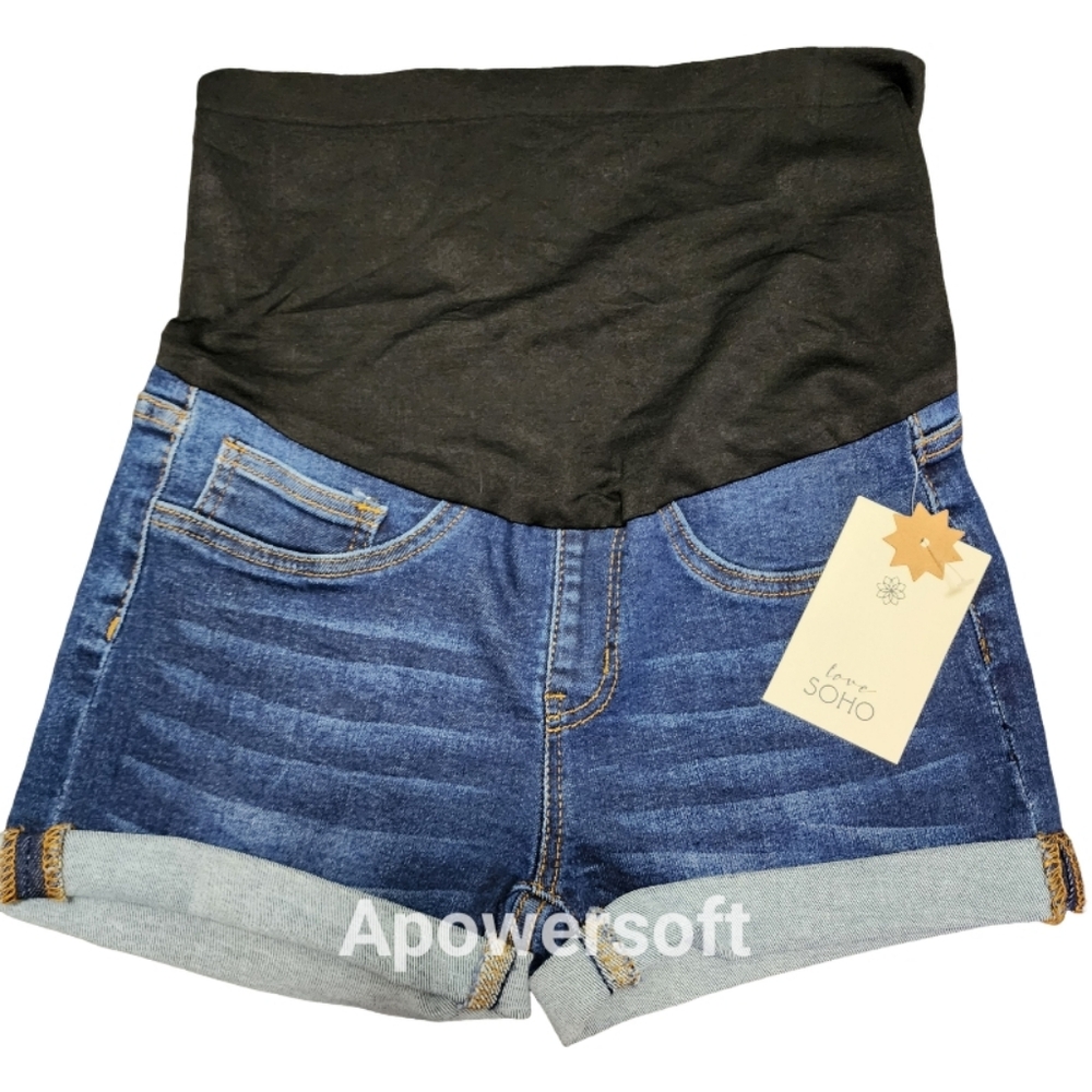 Love Soho Women's Maternity Blue Denim Shorts
